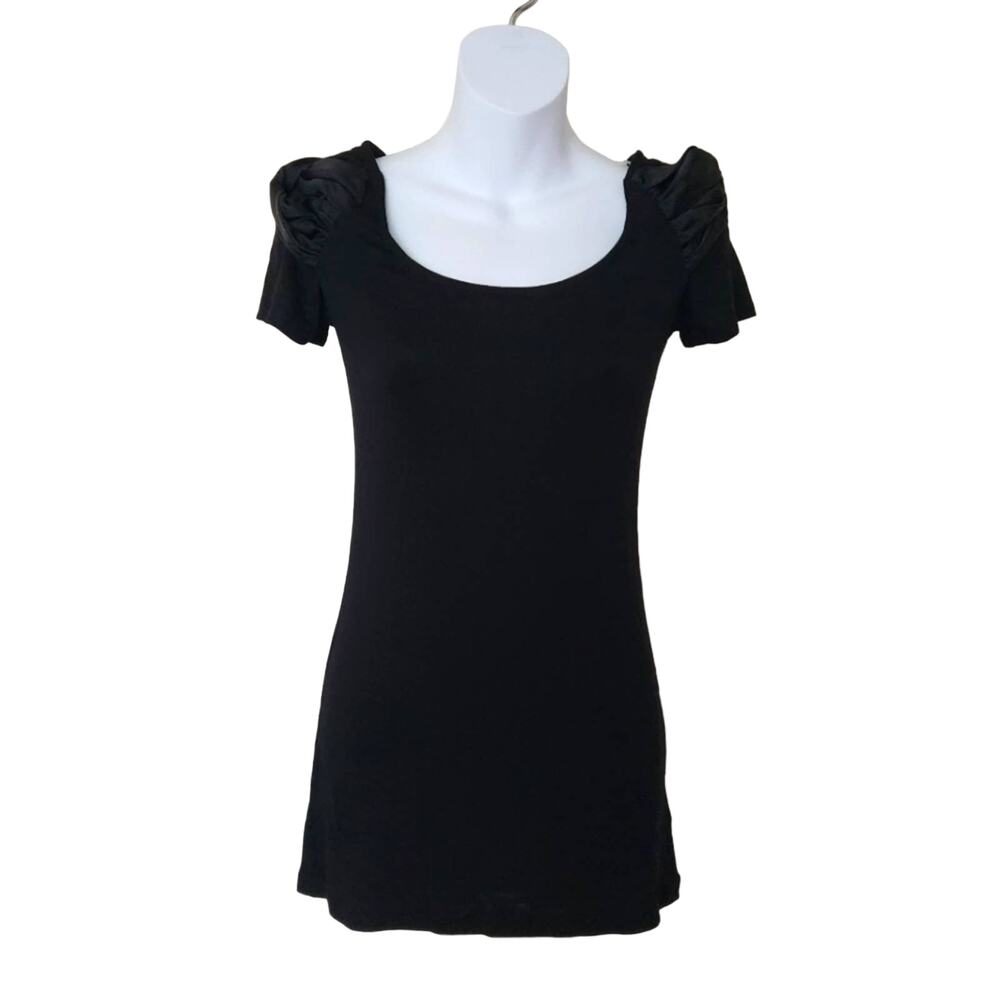 Guess by Marciano Black Puff Short Sleeves Top Size XS